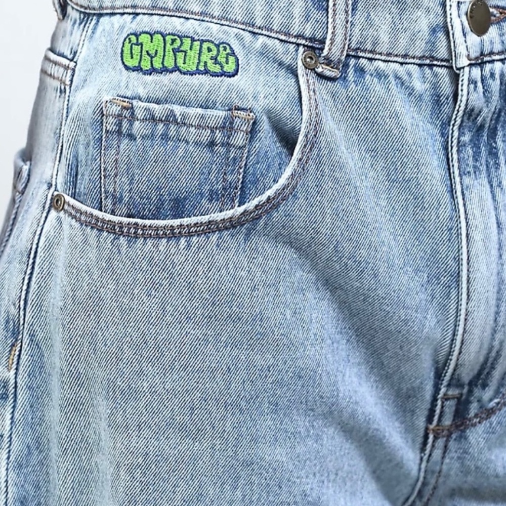 Zumiez Empyre Tori Courtney Wash Skate Denim Jeans Baggy High Rise Distressed 0 - Picture 3 of 16